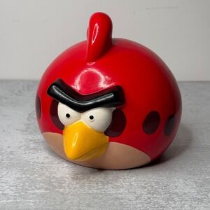 Angry Birds Red Piggy Coin Bank Ceramic Large with Stopper Plug 2009-2013 EUC